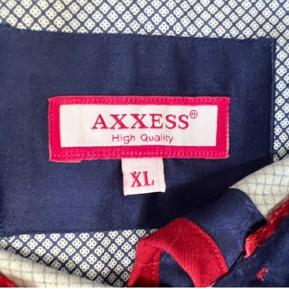 Axxess Men’s XL Luxury Dress Shirt Grid Print 100% Cotton. 987 - Picture 2 of 3